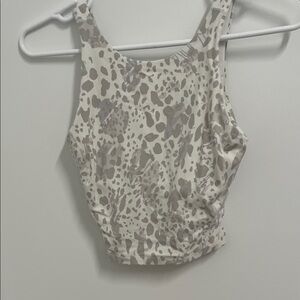 lululemon athletica Cream and Gray Patterned Crop Top